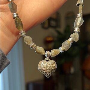 Brighton Free Spirit Puffy Heart Charm Labradorite Necklace